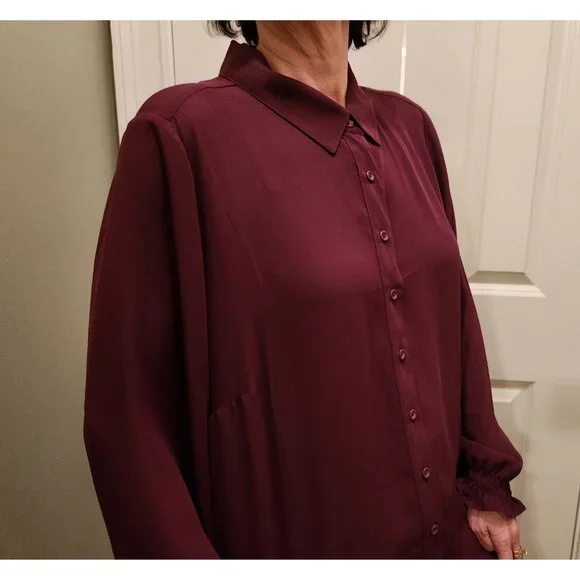 Lane Bryant Wine Semi Sheer Blouse HiLo Swing - Plus Size 18-20 NWOT - Picture 4 of 11